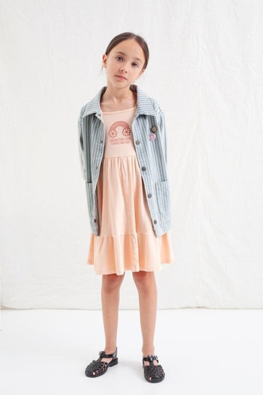Tocoto Vintage Girls Light Peach Island Tour Ribbed Cotton Sundress size 2